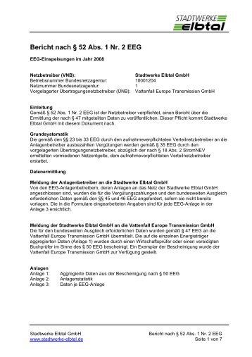SWE Bericht nach Â§ 52 (1) Nr. 2 EEG 2008 - Stadtwerke Elbtal GmbH