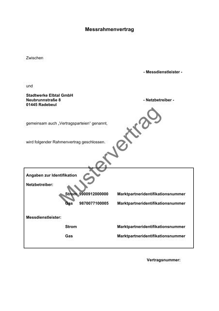 Messrahmenvertrag [PDF, 492 KB] - Stadtwerke Elbtal GmbH