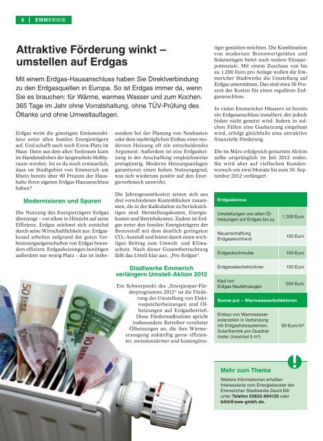 EMMERGIE Kundenmagazin der Stadtwerke Emmerich GmbH 1/2012