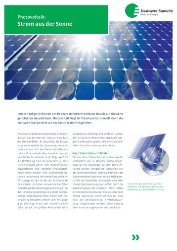 Kundeninformation: Photovoltaik - Stadtwerke Emmerich