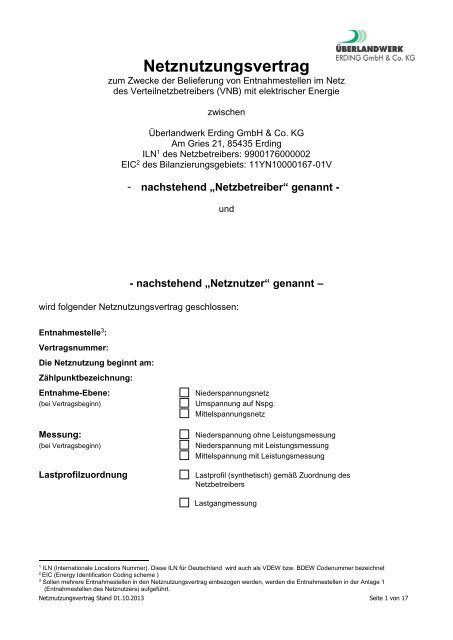 Netznutzungsvertrag - Stadtwerke Erding GmbH