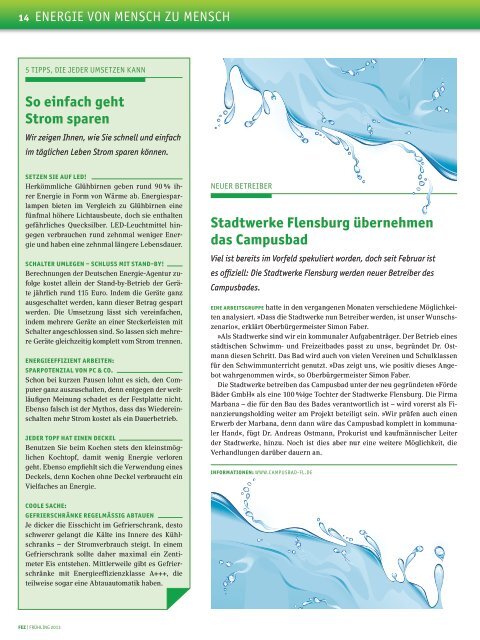 FEZ 2013/03 (PDF) - Stadtwerke Flensburg