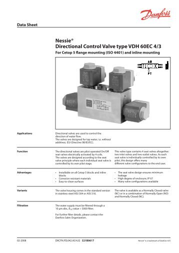 Nessie® Directional Control Valve type VDH 60EC 4/3 - Danfoss