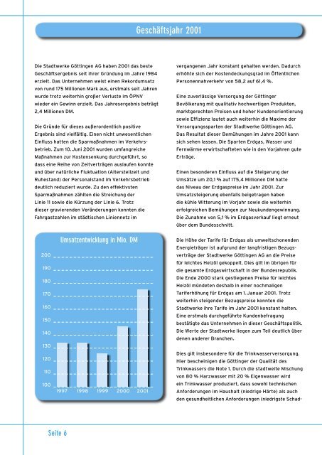 GeschÃ¤ftsbericht 2001 - Stadtwerke GÃ¶ttingen AG