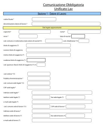 Comunicazione Obbligatoria Unificato Lav - ClicLavoro