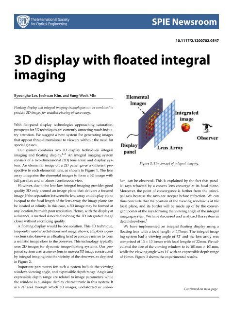 3D display with floated integral imaging - DOPS - Danish Optical ...