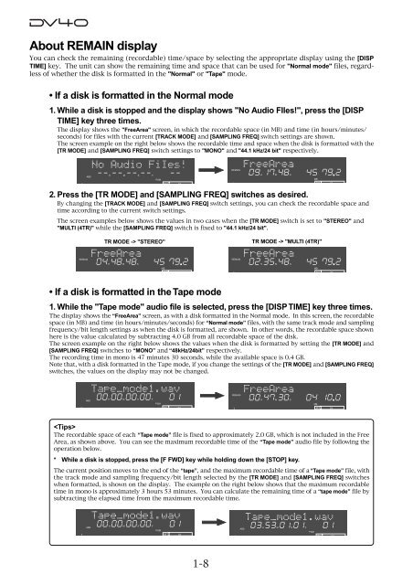 audio file in the INSERT mode - Fostex