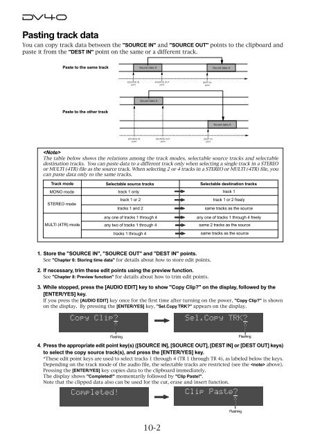 audio file in the INSERT mode - Fostex