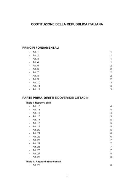 COSTITUZIONE DELLA REPUBBLICA ITALIANA - Governo Italiano