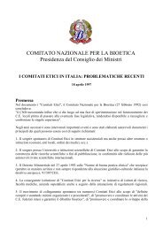 COMITATO NAZIONALE PER LA BIOETICA ... - Governo Italiano