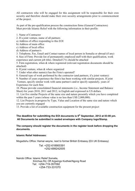 Request for Expression of Interest (EOI) - Somalia NGO Consortium