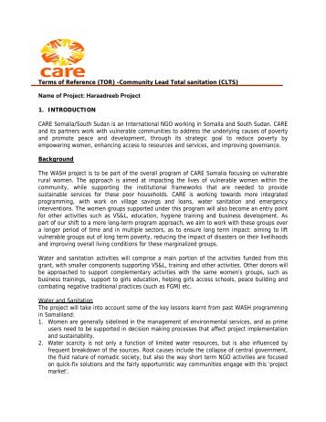 Terms of Reference (TOR) -Community Lead Total sanitation (CLTS ...