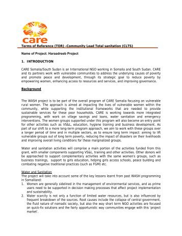 Terms of Reference (TOR) -Community Lead Total sanitation (CLTS ...