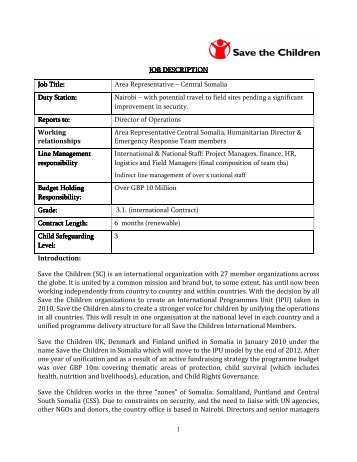 Job Title - Somalia NGO Consortium