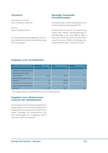 GeschÃ¤ftsbericht 2005 - Stadtwerke Iserlohn