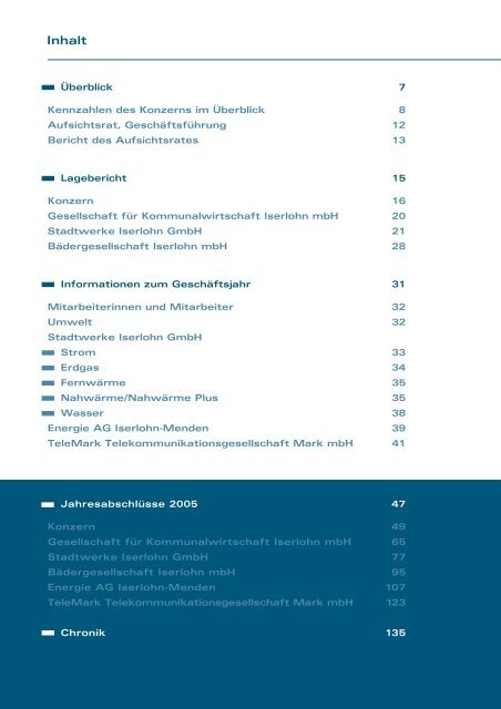 GeschÃ¤ftsbericht 2005 - Stadtwerke Iserlohn