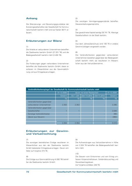 GeschÃ¤ftsbericht 2005 - Stadtwerke Iserlohn