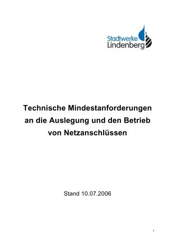 PDF Technische Mindestanforderungen - Stadtwerke Lindenberg