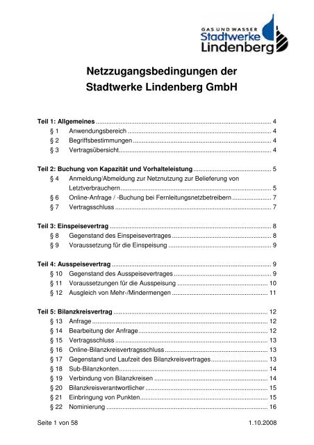 PDF Netzzugangsbedingungen - Stadtwerke Lindenberg