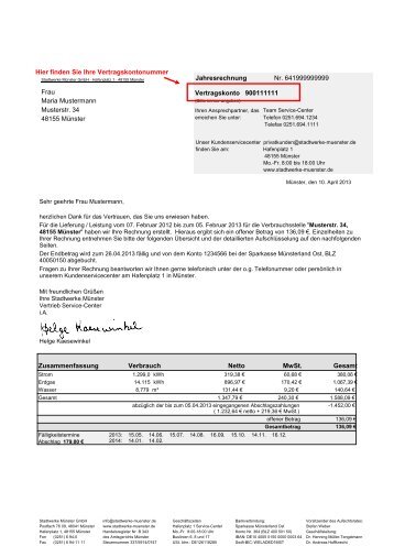 Jahresrechnung Nr. 3699999999 - Stadtwerke MÃ¼nster