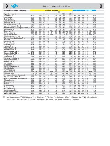 Coerde Hauptbahnhof Hiltrup Haltestellen Gegenrichtung Montag ...