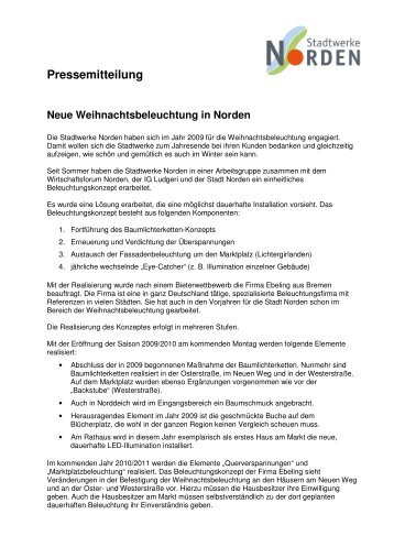 PresseerklÃ¤rung Weihnachtsbeleuchtung - Stadtwerke Norden