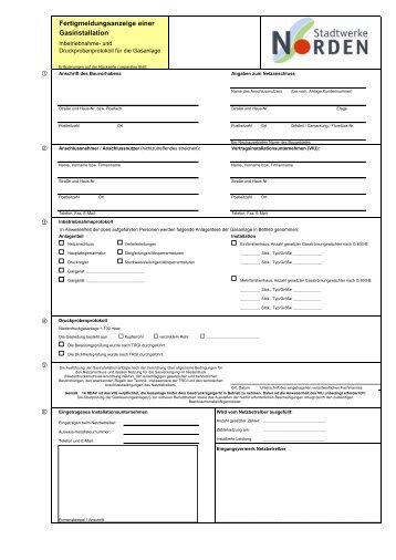 Gas-Hausanschlusses - Stadtwerke Norden