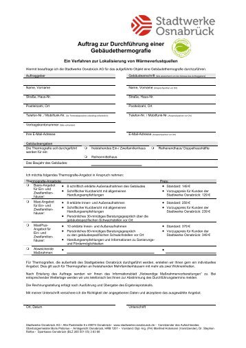 Auftragsformular Thermografie - Stadtwerke OsnabrÃ¼ck