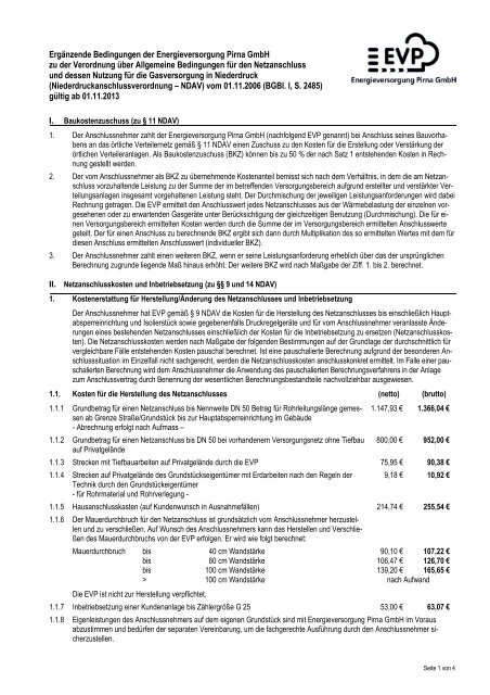 Ergänzende Bedingungen zur NDAV ab 01.11.2013 - Stadtwerke ...