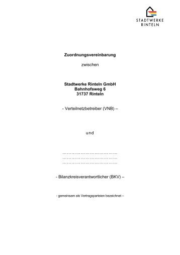 8. Anlage (5) Zuordnungsvereinbarung - Stadtwerke Rinteln