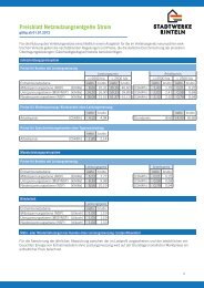 Preisblatt Netznutzungsentgelte Strom - Stadtwerke Rinteln