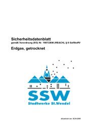 Sicherheitsdatenblatt - SSW Stadtwerke St. Wendel GmbH & Co. KG