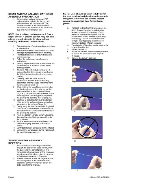 Balloon Expandable Biliary Stent Instructions for Use - eV3