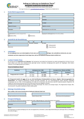 Auftrag zur Lieferung von RodaStrom Therm© Netzgebiet ...