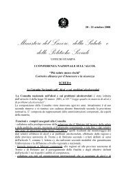 La Consulta nazionale sull'alcol e sui problemi alcolcorrelati