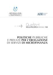 Politiche pubbliche e private per l'erogazione di servizi di microfinanze