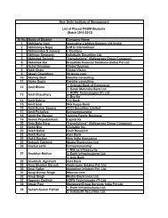 Final Placements PGDM - New Delhi Institute of Management