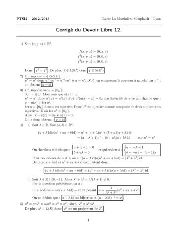 CorrigÃ© du Devoir Libre 12.