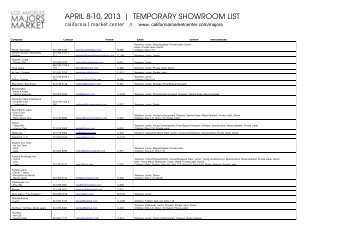 Exhibitor List - California Market Center