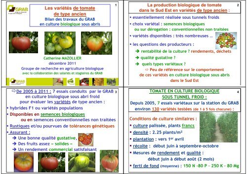 les variétés de tomates de type ancien - GRAB, Groupe de ...