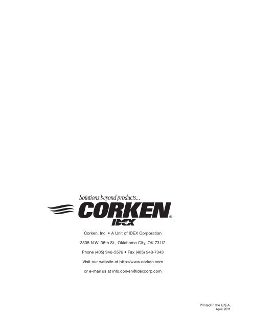 Installation, Operation & Maintenance Manual - Corken