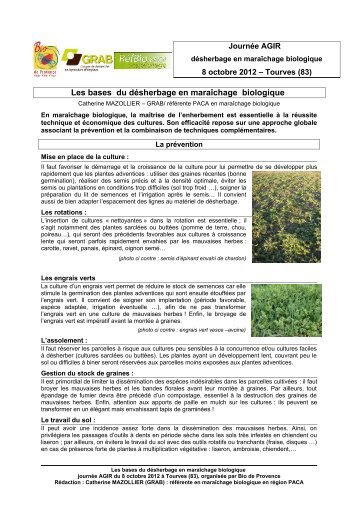 Fiche technique Désherbage en maraichage bio - GRAB, Groupe de ...