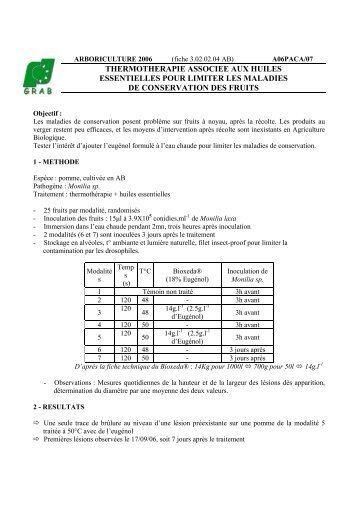 Maladies de conservation des fruits à noyau - GRAB, Groupe de ...