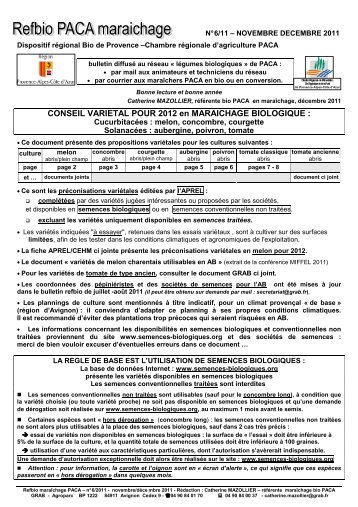 Décembre 2011 - GRAB, Groupe de Recherche en Agriculture ...