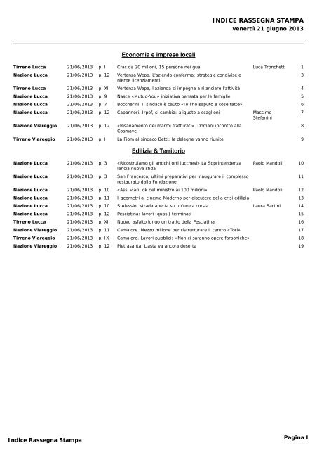 Rassegna Stampa 21 giugno 2013.pdf - Associazione degli ...