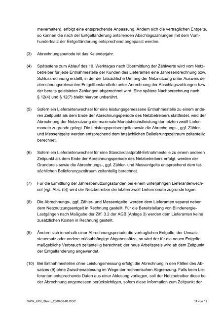 Lieferantenrahmenvertrag (Strom) - Stadtwerke Wernigerode