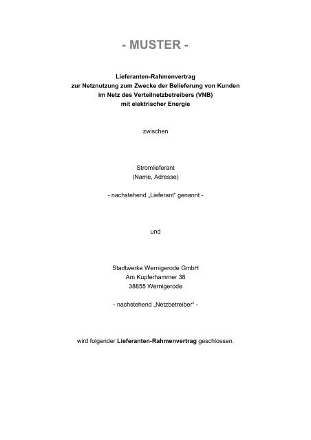 Muster Stadtwerke Wernigerode