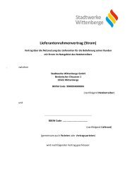 Lieferantenrahmenvertrag zum Netzzugang - Stadtwerke Wittenberge