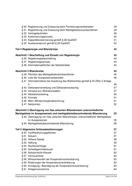 Kooperationsvereinbarung Gas - GASPOOL