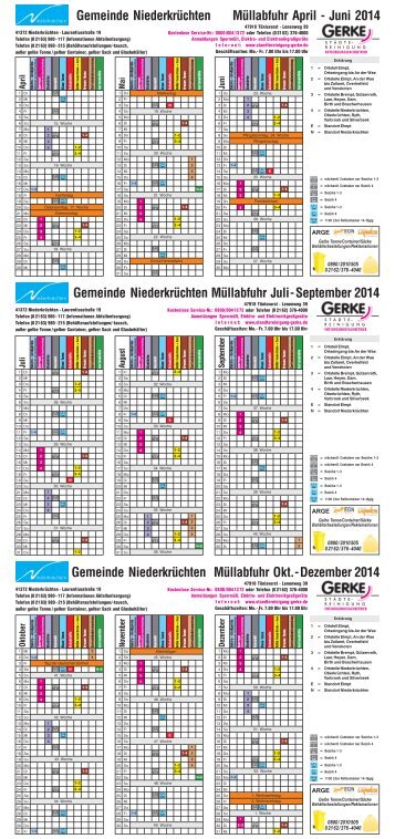 Gemeinde Niederkrüchten Müllabfuhr April - Juni 2014 Gemeinde ...